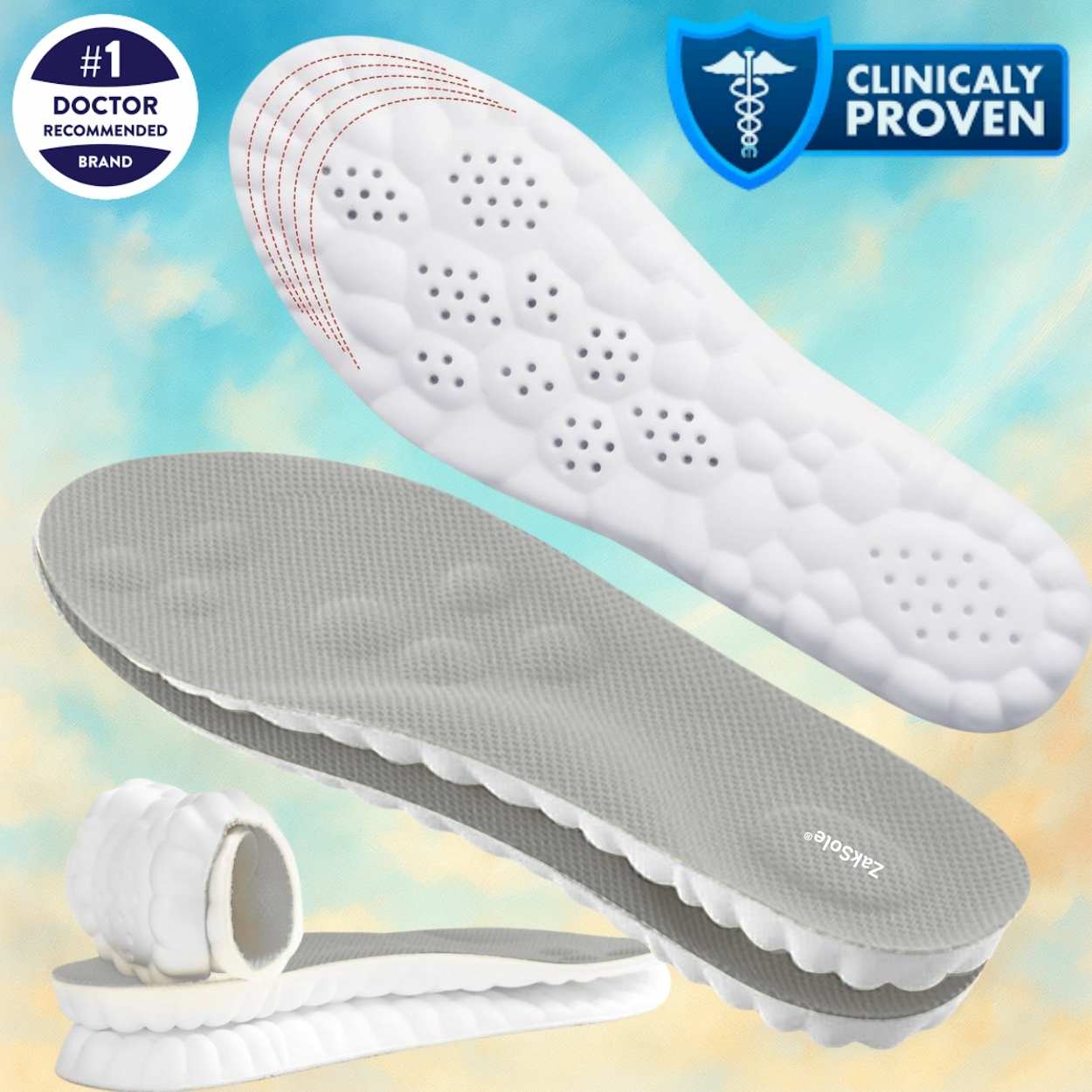 Grey 4D Cloud Cushion Insoles