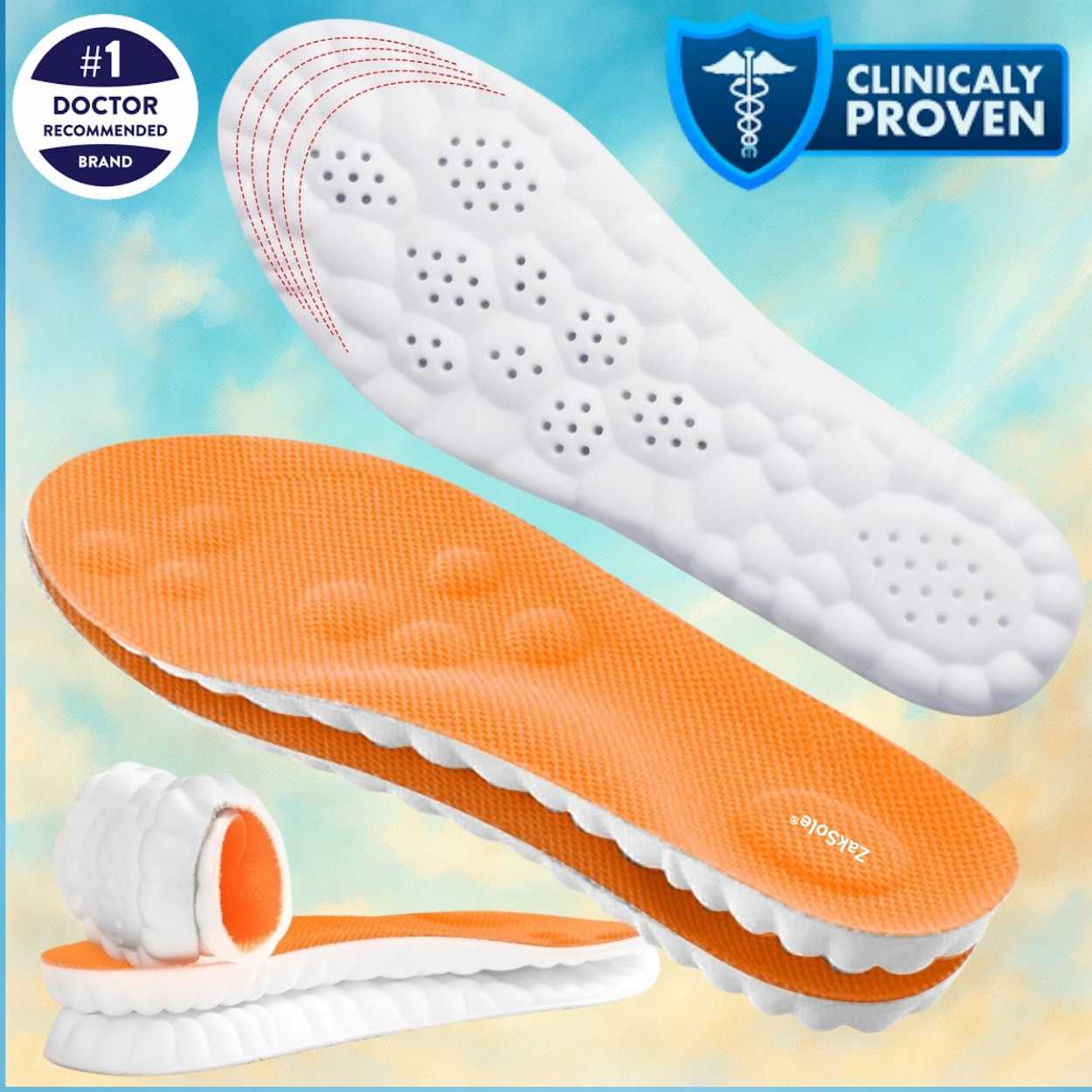 Orange Cushioned All Day Standing Insoles