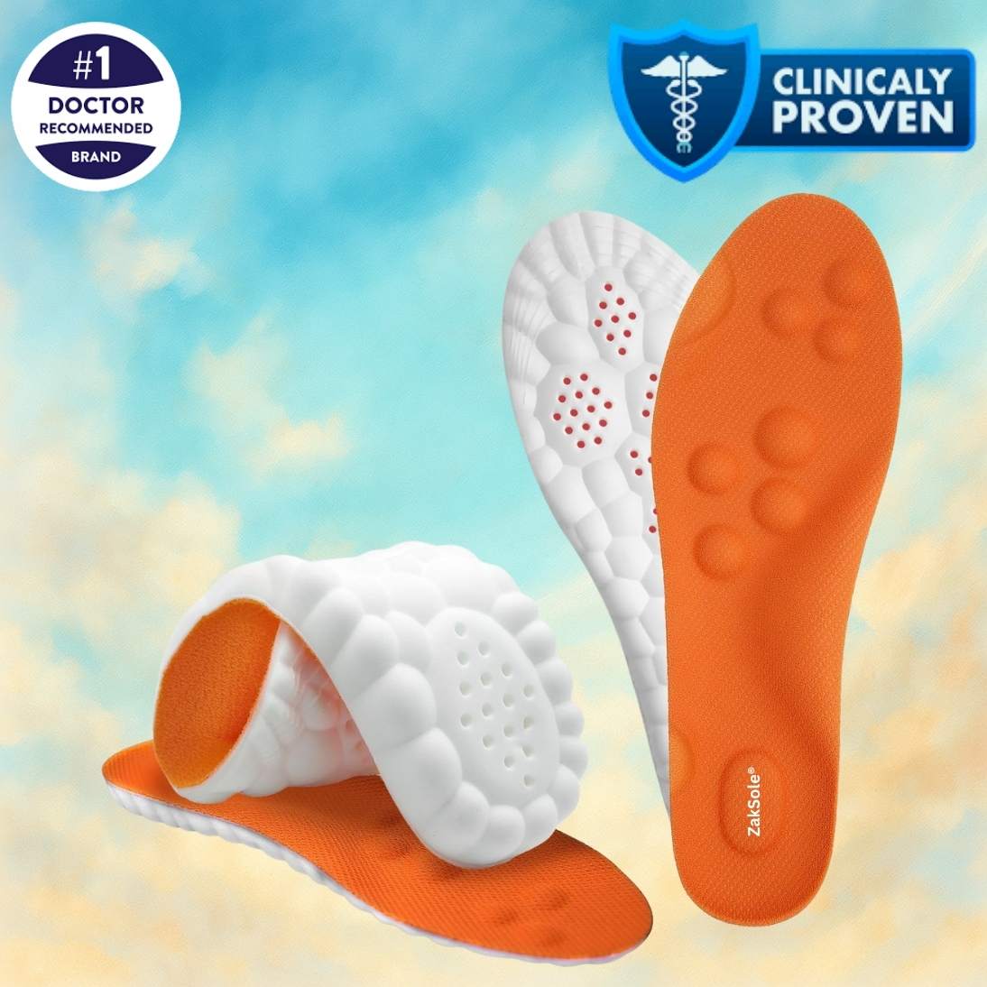 Orange Cushioned All Day Standing Insoles