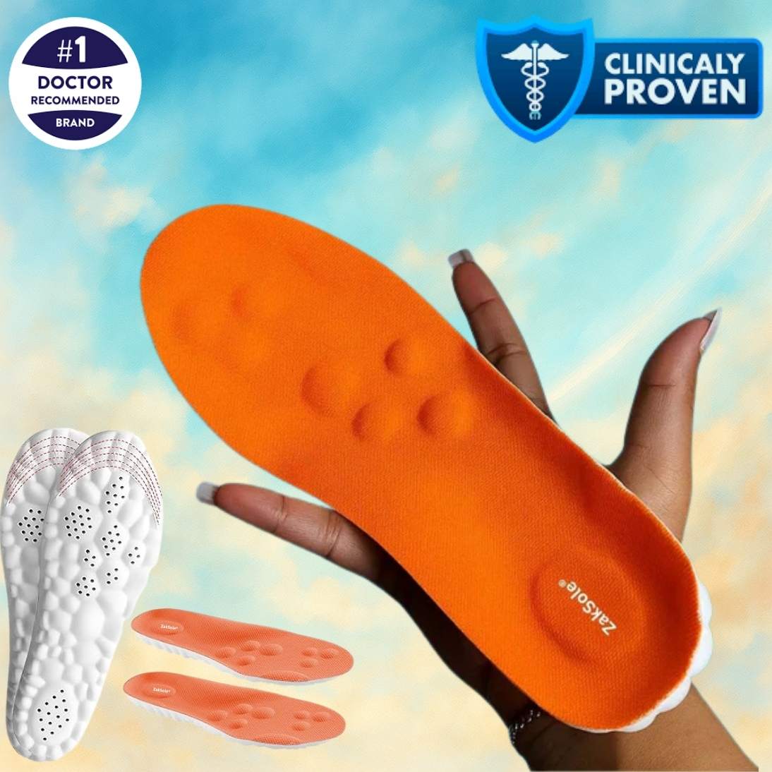 Orange Cushioned All Day Standing Insoles