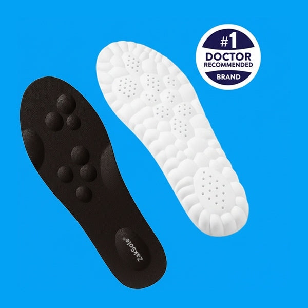 Black shoe insert with 4D Cloudbounce Technology on a blue background