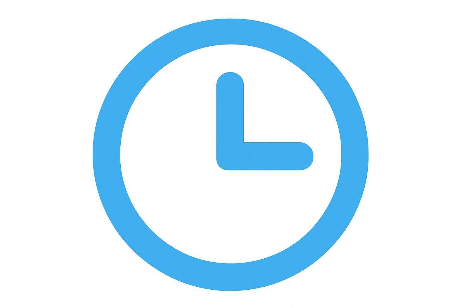 Blue clock icon on a white background