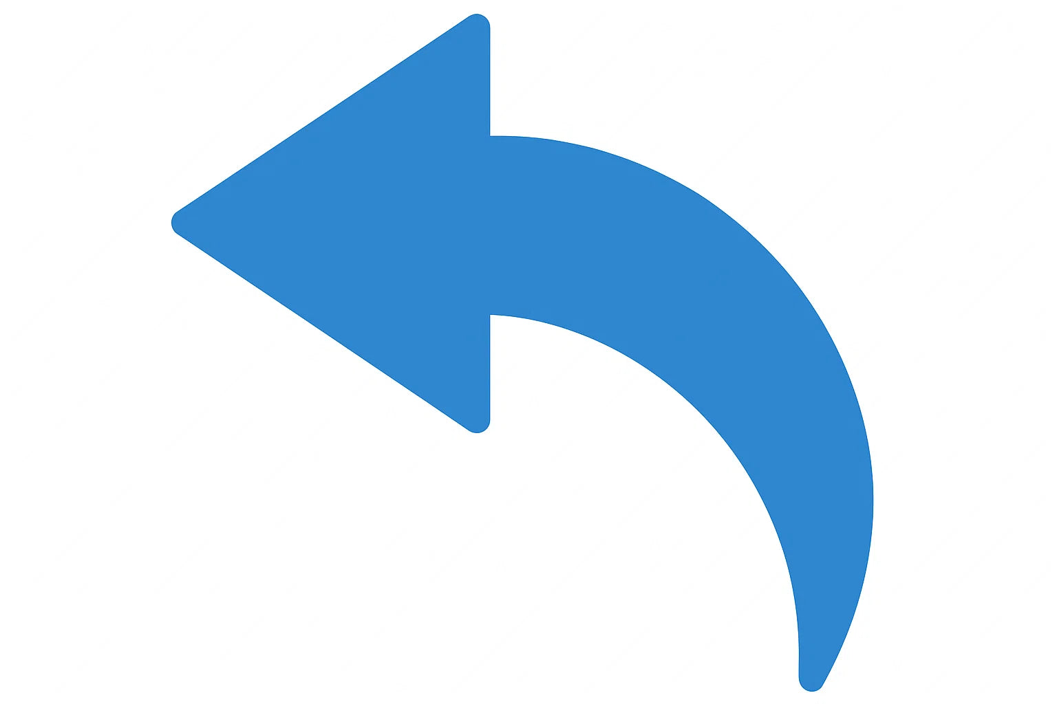 Blue leftward arrow on a white background